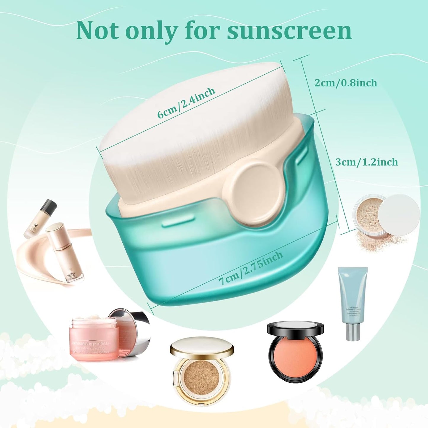 2 Pack Sunscreen Applicator for Kids Sunblock Buddy with Protective Caps and Storage Bag Suncream Sun Lotion Brush for Cream Liquid Foundation Powder