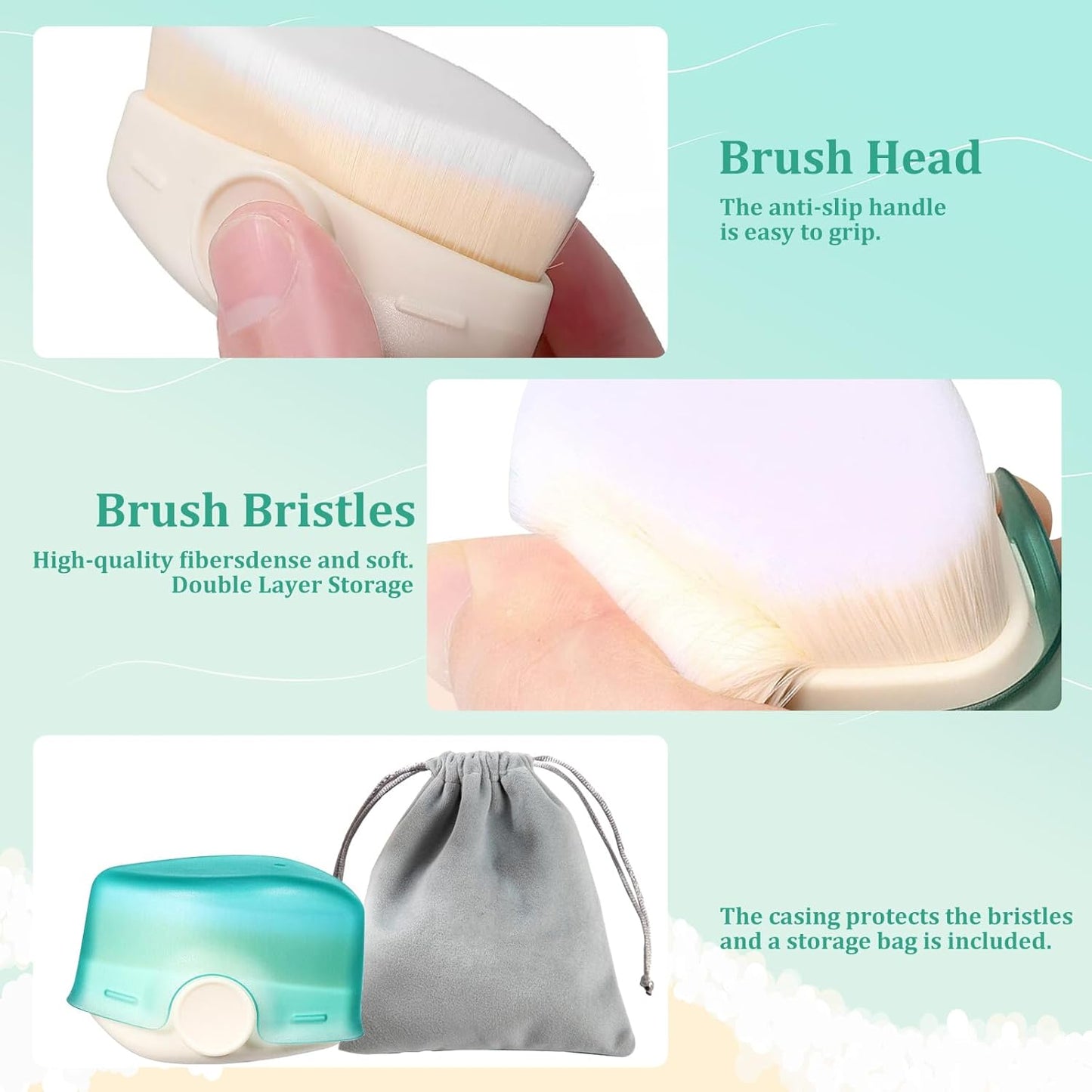 2 Pack Sunscreen Applicator for Kids Sunblock Buddy with Protective Caps and Storage Bag Suncream Sun Lotion Brush for Cream Liquid Foundation Powder