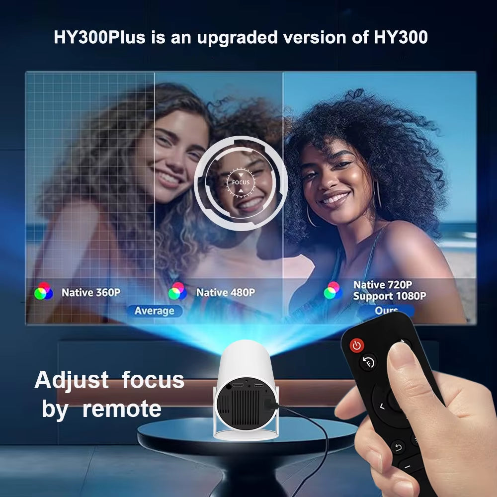 HY300 plus HD Projector Portatil 4K 1280X720P Android 11 Wifi6 LED Video Home Theater Cinema Mini Proyector Movie