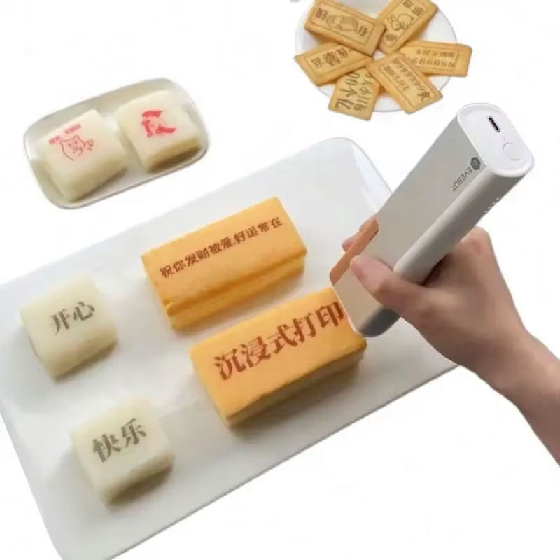 EVEBOT Cake Printing Machine Cake Tools New Cake Lettering Machine Handheld Edible Food Printer Inkjet Selfie Coffee Printer 3D