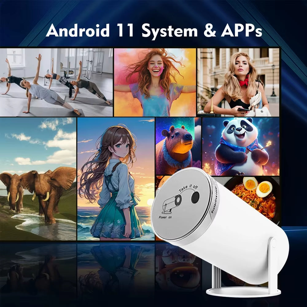 HY300 plus HD Projector Portatil 4K 1280X720P Android 11 Wifi6 LED Video Home Theater Cinema Mini Proyector Movie
