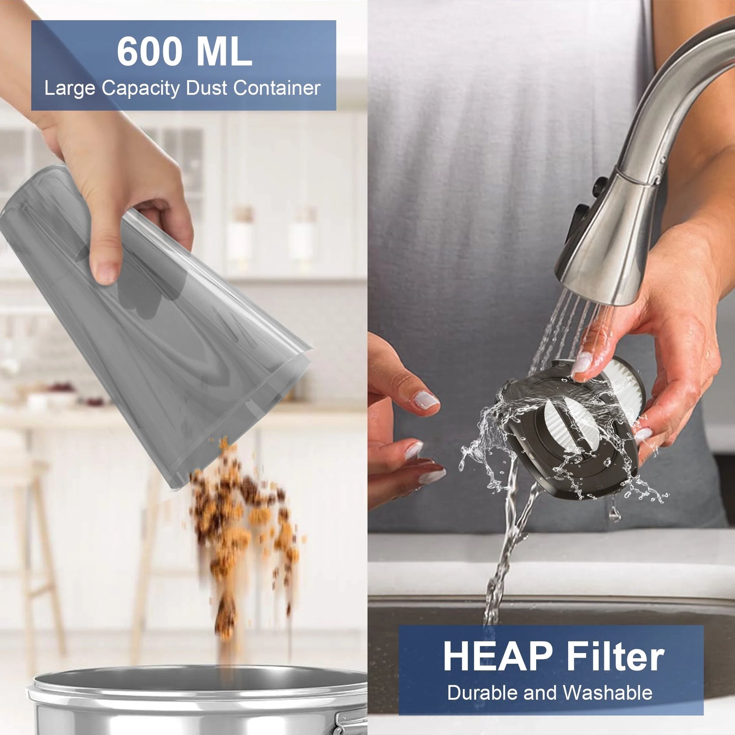 25Kpa Corded Stick Vacuum Cleaner with Powerful Suction, 3-In-1 Lightweight Handheld Vacuum Cleaner for Home Carpet Pet Hair, Black Grey, BR602