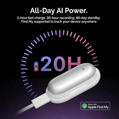 AI Voice Recorder,  Notepin Voice Recorder, App Control, AI Notetaker, AI Transcribe & Summarize, Support 112 Languages, 64GB Memory, Audio Recorder for Lectures, Meetings, Lunar Silver