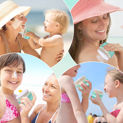2 Pack Sunscreen Applicator for Kids Sunblock Buddy with Protective Caps and Storage Bag Suncream Sun Lotion Brush for Cream Liquid Foundation Powder
