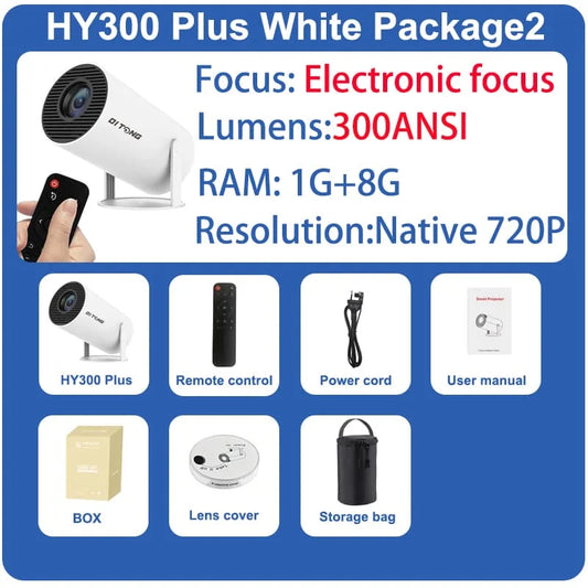 HY300 plus Projector Android 4K 1280*720P Dual Wifi 300ANSI Video Cinema Outdoor Portable Home Hd Led HY300 Pro Projetor