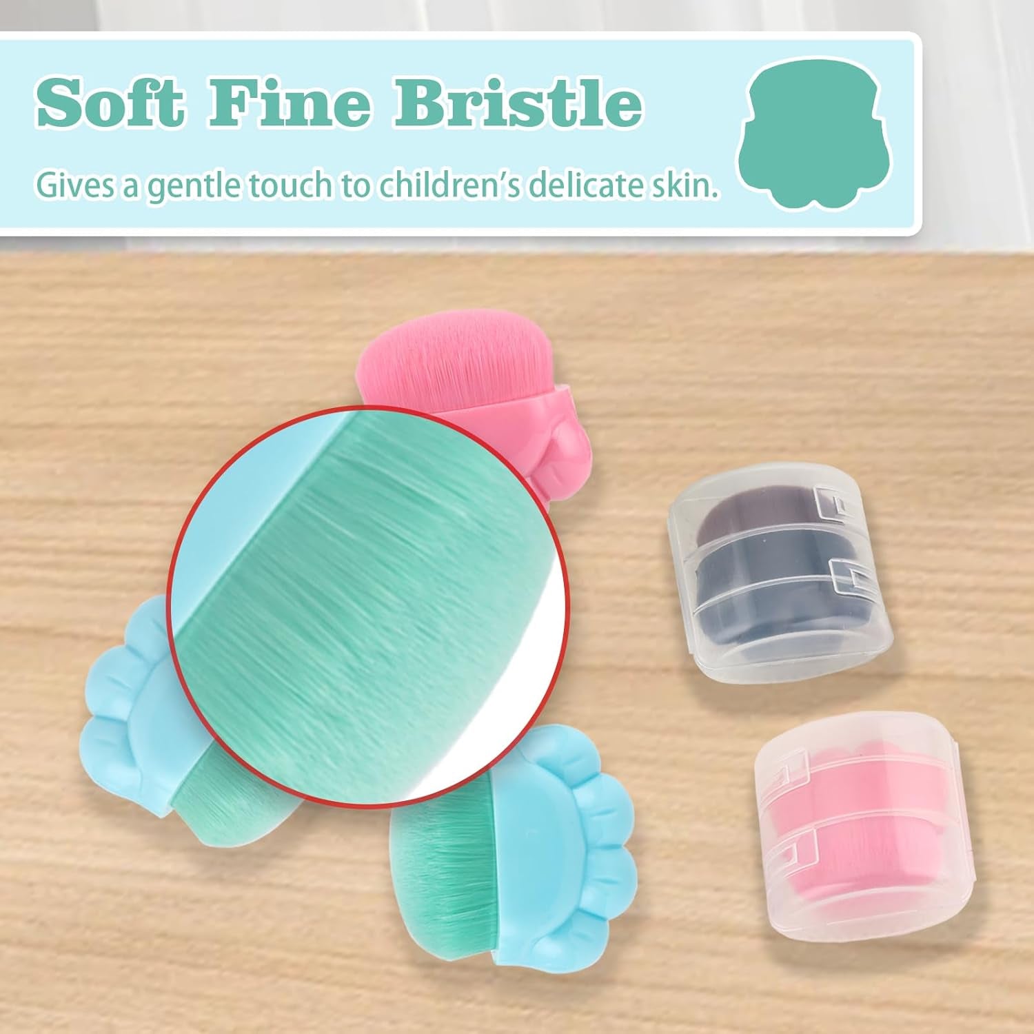 4Pcs Sunscreen Applicator for Kids Adults Women Sunscreen Brushes Set Portable Sunscreen Brush Cleaner Cute Sunblock Buddy Brush with Protective Case Face Sun Lotion Applicator Sun Cream Brush